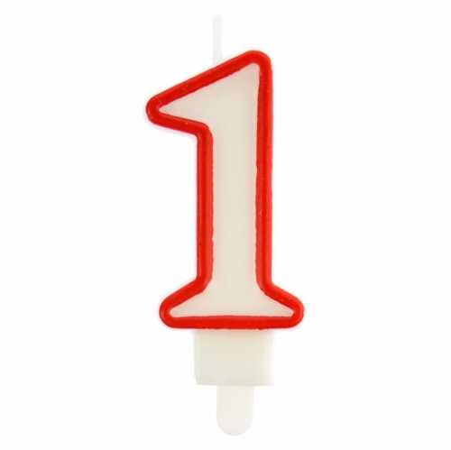 Number 1 Candle Red